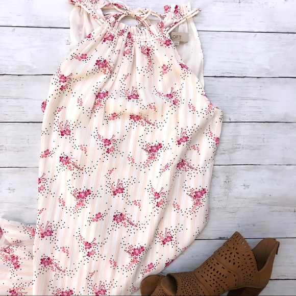 LOFT- Floral Dot Tie Back dress - Picture 2 of 4